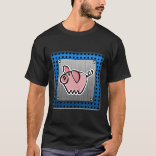 Schwein; Gebürsteter Metallblick T-Shirt