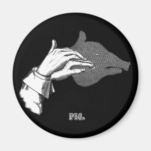 SCHWEIN Handschatten-Kunst von einem antiken Buch Magnet