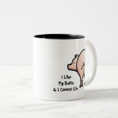 Schwein-Hintern-Tasse Zweifarbige Tasse (VorderseiteRechts)