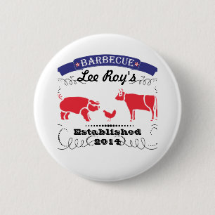 Schwein, Huhn und Kuh Vintage Barbeque Button