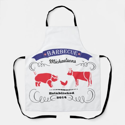 Schwein, Hühner, Kuh Vintage Familie Barbeque Schü Schürze (Vorderseite)