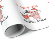 Schwein I Liebe Sie Schnee viel Schneemann Pub Geschenkpapier (Rolleneckpunkt)