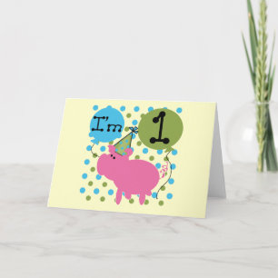 Schwein Ich bin 1 Geburtstagsgeschenke Karte