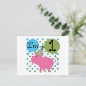 Schwein Ich bin 1 Geburtstagsgeschenke Postkarte (Stehend Vorderseite)