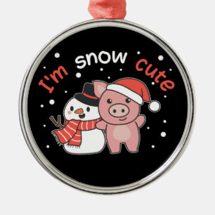Schwein ich bin Schnee Niedlich Snowman Snow Pun K Ornament Aus Metall