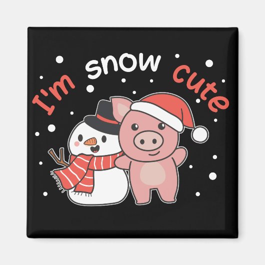 Schwein ich bin Schnee Niedlich Snowman Snow Pun M Magnet (Vorne)