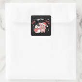Schwein ich bin Schnee Niedlich Snowman Snow Pun S Quadratischer Aufkleber (Tasche)