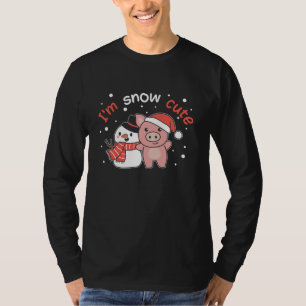 Schwein ich bin Schnee Niedlich Snowman Snow Pun T-Shirt