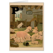 Schwein Illustrierter Alphabet Letter Note Card (Vorne)