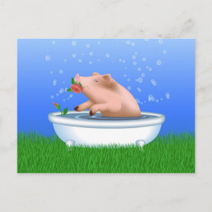 Schwein im Bad Postkarte
