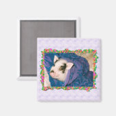 Schwein im Handtuchwrap Square Magnet (Vorderseite/Rückseite)