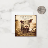 Schwein im Mud, Umarmungen und Küsse, anpassbar Mitteilungskarte (Vorderseite/Rückseite Beispiel)