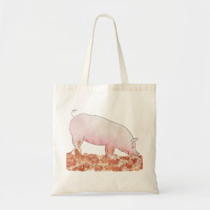 Schwein im Schlamm Lustige Süße Rosa Aquarell-Tier Tragetasche