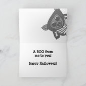 Schwein im Skeleton Kostüm sagt BOO Karte (Innenseite)