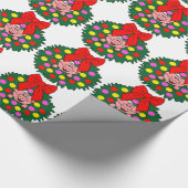 Schwein im WeihnachtsKranz Geschenkpapier (Ecke)