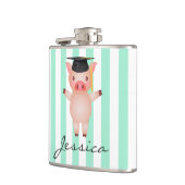 Schwein in der Graduierungskappe Personalisiert Flachmann (Links)