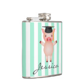 Schwein in der Graduierungskappe Personalisiert Flachmann (Rechts)