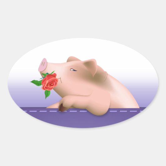 Schwein in der Tasche Ovaler Aufkleber (Vorderseite)
