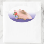 Schwein in der Tasche Ovaler Aufkleber (Tasche)
