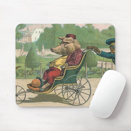 "Schwein in einem Rollstuhl" Vintag Mousepad (Mit Mouse)