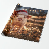 Schwein in einem Weihnachtsmannmütze Decoupage Cra Geschenkpapier (Ungerollt)