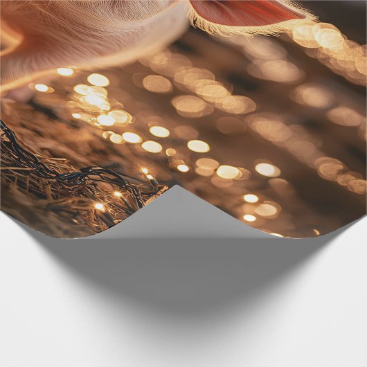 Schwein in einem Weihnachtsmannmütze Decoupage Cra Geschenkpapier (Ecke)