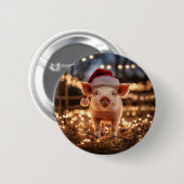 Schwein in einer Weihnachtsmannmütze Button (Vorne & Hinten)