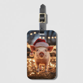 Schwein in einer Weihnachtsmannmütze Gepäckanhänger
