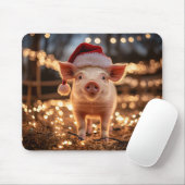 Schwein in einer Weihnachtsmannmütze Mousepad (Mit Mouse)