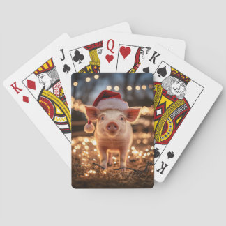 Schwein in einer Weihnachtsmannmütze Spielkarten