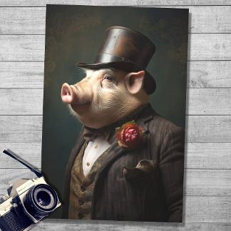 Schwein in Gentleman's Clothing 1 Decoupage Paper Seidenpapier