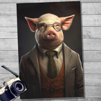 Schwein in Gentleman's Clothing 3 Decoupage Paper