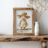 Schwein in Kleidung Vintage Malerei Rustikal Whims Poster