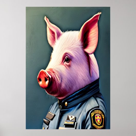 Schwein in Polizeiuniform | AI Art Poster (Vorne)