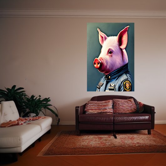 Schwein in Polizeiuniform | AI Art Poster
