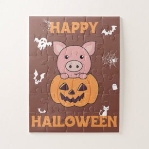Schwein in Pumpkin Sweet Schweine Happy Halloween Puzzle