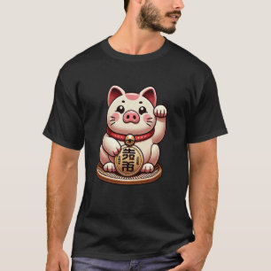 Schwein Japan Glück Mann Lucky Maneki Neko Fortune T-Shirt