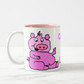 Schwein-Keramik-Tasse "verrücktes Schwein-Damen-" Zweifarbige Tasse (Links)