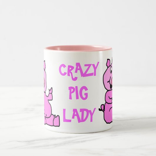 Schwein-Keramik-Tasse "verrücktes Schwein-Damen-" Zweifarbige Tasse (Mittel)