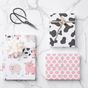 Schwein Lamm Kuh Farm Tiere Umschlag Papier Set vo