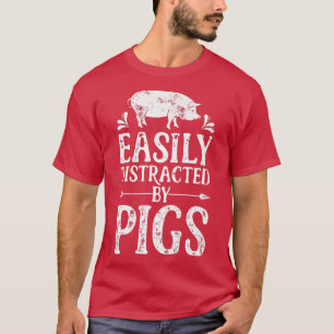 Schwein leicht von Schweinen ablenkbar Lustiger Ba T-Shirt