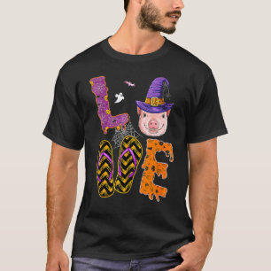 Schwein liebt Halloween Hexenhut Ferkel T-Shirt