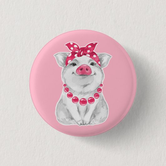 Schwein mit Bandana Button (Vorderseite)