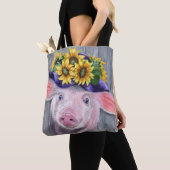Schwein mit Blütenhut Tasche (Von Nahem)