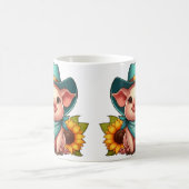 Schwein mit Cowboy-Hut mit Sonnenblumen Kaffeetasse (Mittel)
