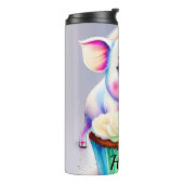 Schwein mit cupcake Wasserfarbenbild Thermosbecher (Nach links gedreht)