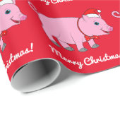 Schwein mit einer Weihnachtsmannmütze und einem Geschenkpapier (Rolleneckpunkt)