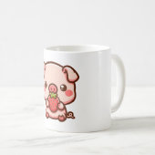 Schwein mit Erdbeere Kaffeetasse (VorderseiteRechts)