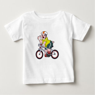Schwein mit Fahrrad und Helm Baby T-shirt