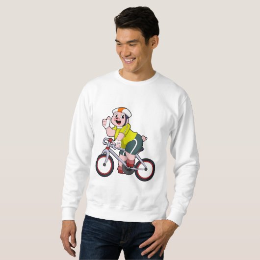 Schwein mit Fahrrad und Helm Sweatshirt (Vorne ganz)